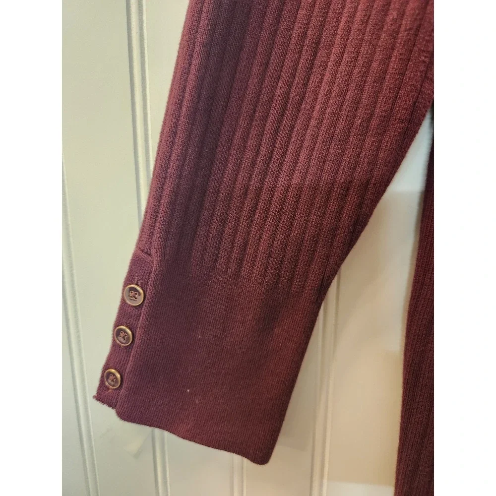 Talbots Women's Burgundy Open Knit‎ Long Cardigan Sweater Size L Preppy Career